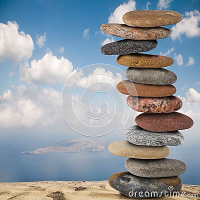 Stones on sand Stock Photo