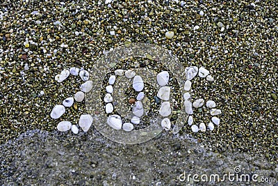 Stones on sand closeup. New Year .2016. Beach. Copy space Stock Photo