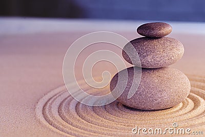 Stones on sand, japanese meditation zen garden Stock Photo