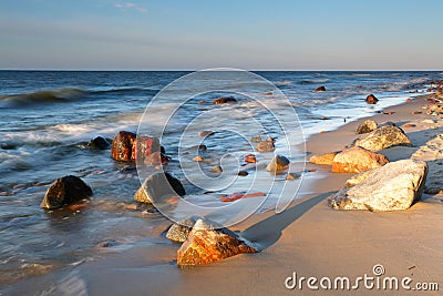 Stones on shore of the Baltic Sea. Stock Photo