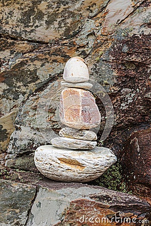 Stones stacked in a phallic shape Stock Photo