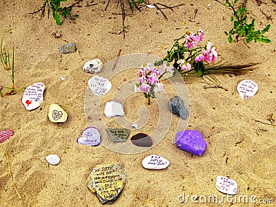 Stones with wishes Editorial Stock Photo