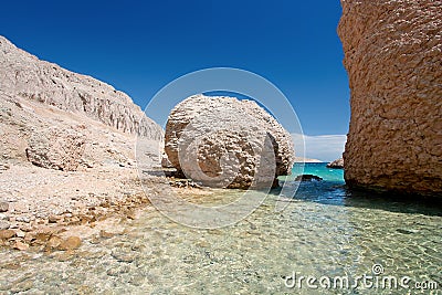 Stony beach on island Pag Croatia Stock Photo