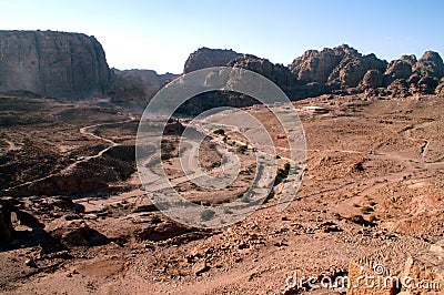 Stony desert and rocks on the horizon in Jordan Stock Photo