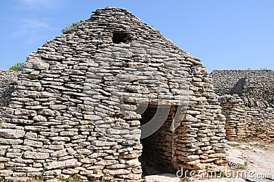 Stony hut in The Bories Village in France Stock Photo