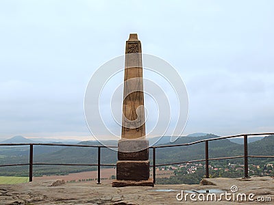 Stony monument on the peak of hill in Germany Stock Photo