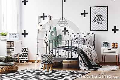 Teenager`s bedroom with cactus motif Stock Photo