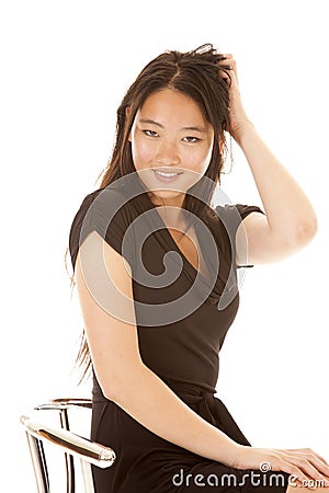 Stool hand in hair Stock Photo