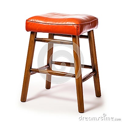 A stool with an orange leather seat, AI Stock Photo