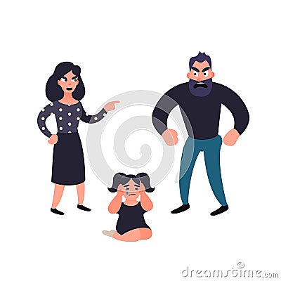 Stop abuse violence. Domestic conflict concept Vector Illustration