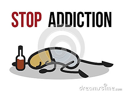 Stop addiction, Alcohol, Conceptual vector illustration. Vector Illustration