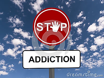 Stop addiction road sign Stock Photo