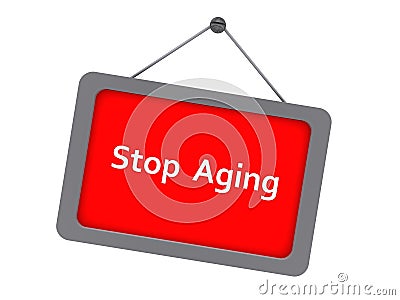 stop aging sign on white Stock Photo