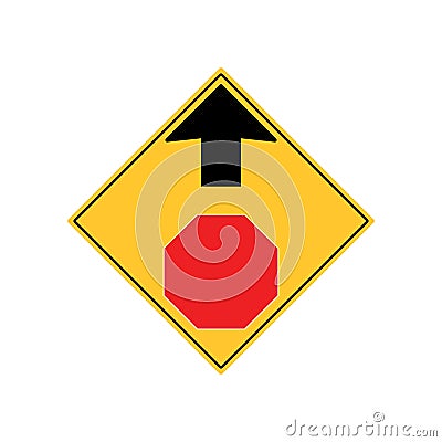 STOP AHEAD Road Sign Warning Vector Illustration
