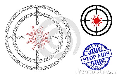 Stop AIDS Distress Stamp and Web Carcass Target Virus Vector Icon Vector Illustration