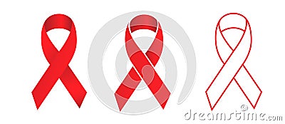 Stop AIDS illustration . Set of red vector ribbons AIDS awareness . .World Aids Day concept Vector Illustration