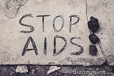 Stop Aids text hand write by black chacoal Stock Photo