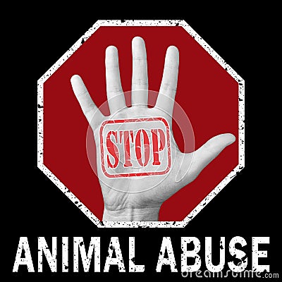 Stop animal abuse conceptual illustration. Global social problem Cartoon Illustration