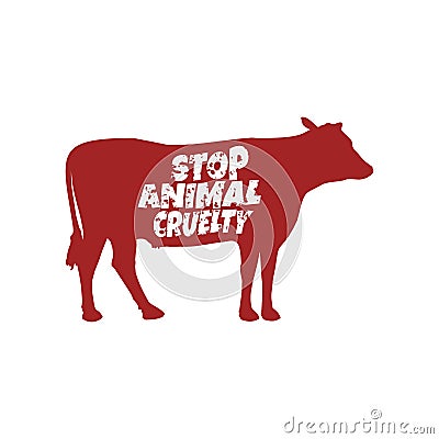Stop animal cruelty abuse cow farm design vector illustration Vector Illustration