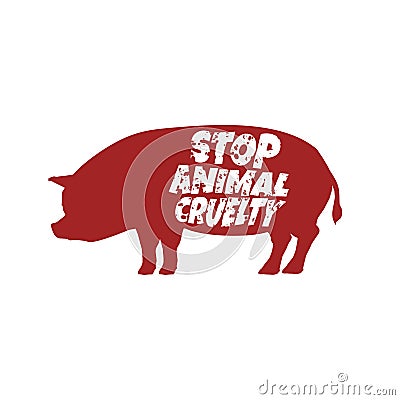 Stop animal cruelty abuse pig farm design vector illustration Vector Illustration