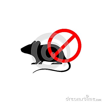 Stop animal testing icon isolated on white background. No mouse icon Vector Illustration