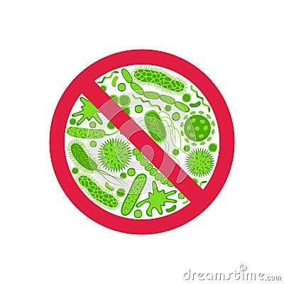 Stop bacteria and viruses sign. Vector Illustration