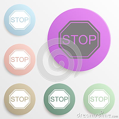 Stop badge color set. Simple glyph, flat vector of web icons for ui and ux, website or mobile application Stock Photo