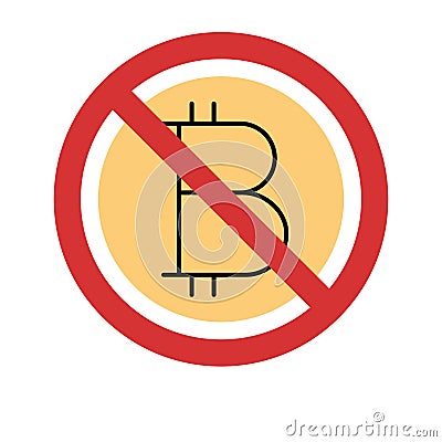 Stop Bitcoin Isolated Vector icon which can easily modify or edit Vector Illustration