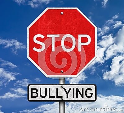 Stop bullying - road sign Cartoon Illustration