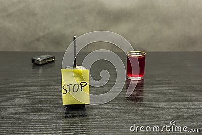 Stop. I do not drink alcohol - A glass of liqueur. Stock Photo