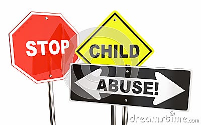 Stop Child Abuse Violence Kids Signs Stock Photo