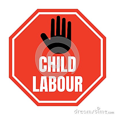 Stop child labour symbol icon Cartoon Illustration