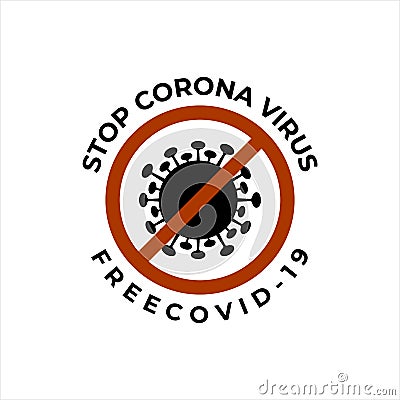 Stop corona virus logo vector illustration design , poster logo free covid-19 Vector Illustration