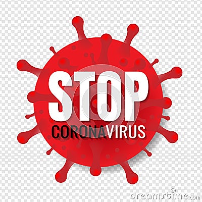 Stop Coronavirus Banner With Text Transparent Background Vector Illustration