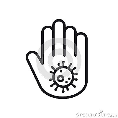 Stop coronavirus concept. Hand with dangerous cell COVID-19. Vector Illustration