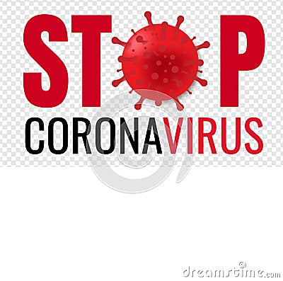 Stop Coronavirus Poster With Text Transparent Background Vector Illustration