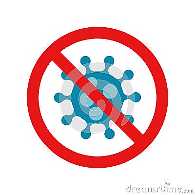 Stop coronavirus. Red prohibit sign. Vector corona virus symbol. Bacteria Covid 19-NCP Vector Illustration