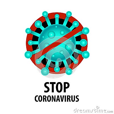 Stop Coronavirus vector element. Stop sign with a virus COVID Stock Photo