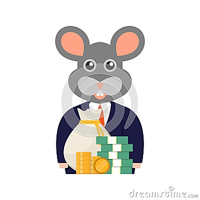 Stop corruption, money and mouse, flat design vector Vector Illustration