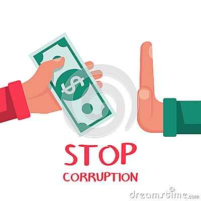 Stop corruption. Vector illustration, flat design. Vector Illustration