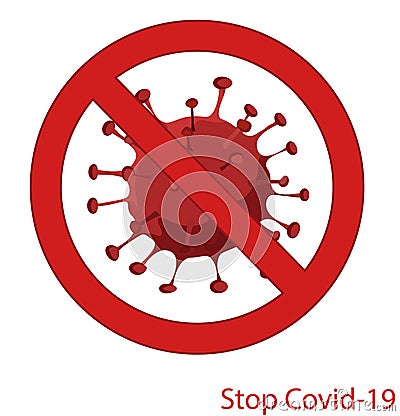 Stop covid-19 vector illustration. Coronovirus and a red sign stop. Stop CORONA together Vector Illustration