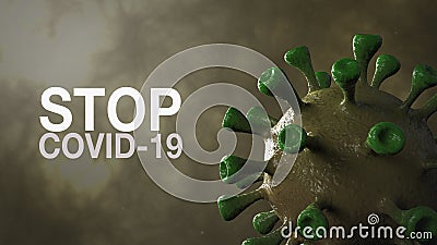 Stop Covid-19 - Word Corona Virus Banner Yellow Isolated with Color Background. Microbiology And Virology Concept Covid-19. Virus Stock Photo