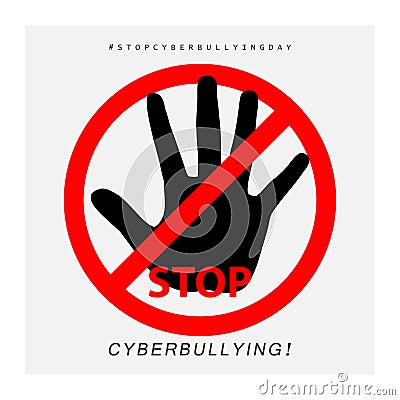 Stop Cyberbullying. Poster Creative design to stop hurting the mind of others through social media. Vector Illustration