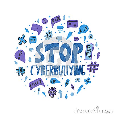 Stop cyberbullying quote. Vector text design sign. Vector Illustration