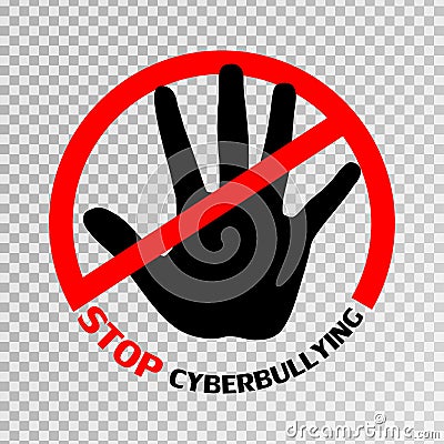 Stop Cyberbullying Sign on transparent background. Creative design to stop hurting the mind of others through social media. Vector Illustration