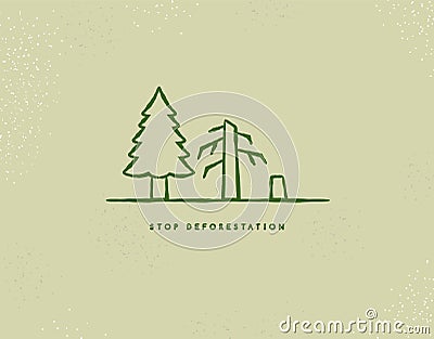 Stop deforestation cut down forest tree icon Vector Illustration