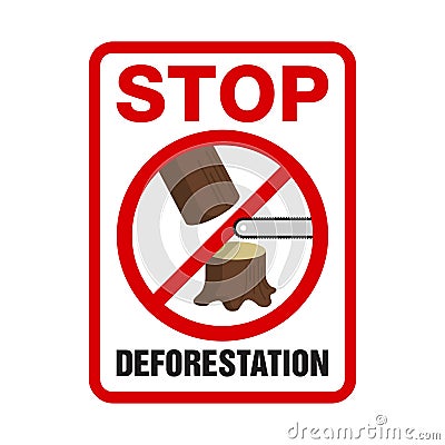 Stop deforestation poster or banner Vector Illustration