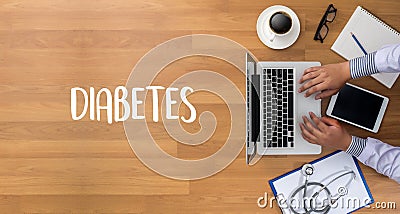 STOP DIABETES CONCEPT against healthy doctor hand working Prof Stock Photo