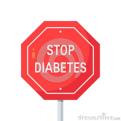 Stop diabetes concept in flat style, vector Cartoon Illustration