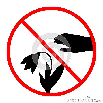 Stop do not pluck flowers sign silhouette Vector Illustration